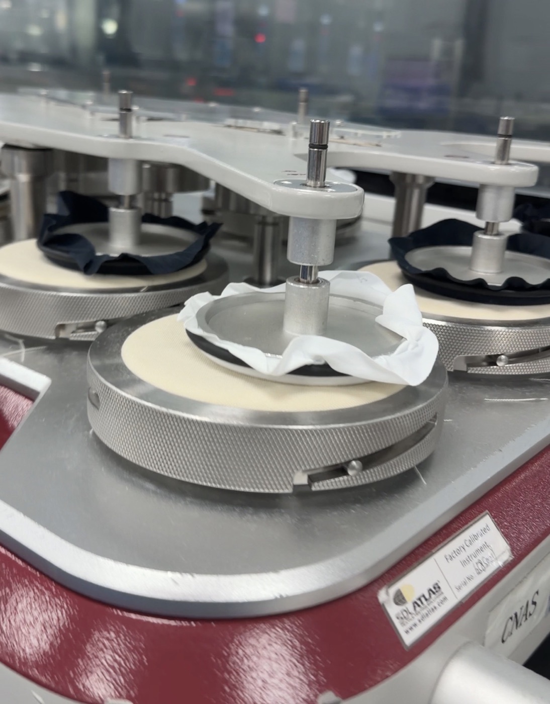 Color fastness testing on calibrated SDL Atlas instrument